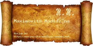 Maximovits Madléna névjegykártya